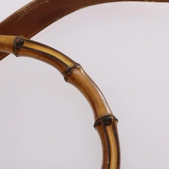 GUCCI Bamboo Shoulder Bag Leather 2way Brown Gold - Picture 13 of 16